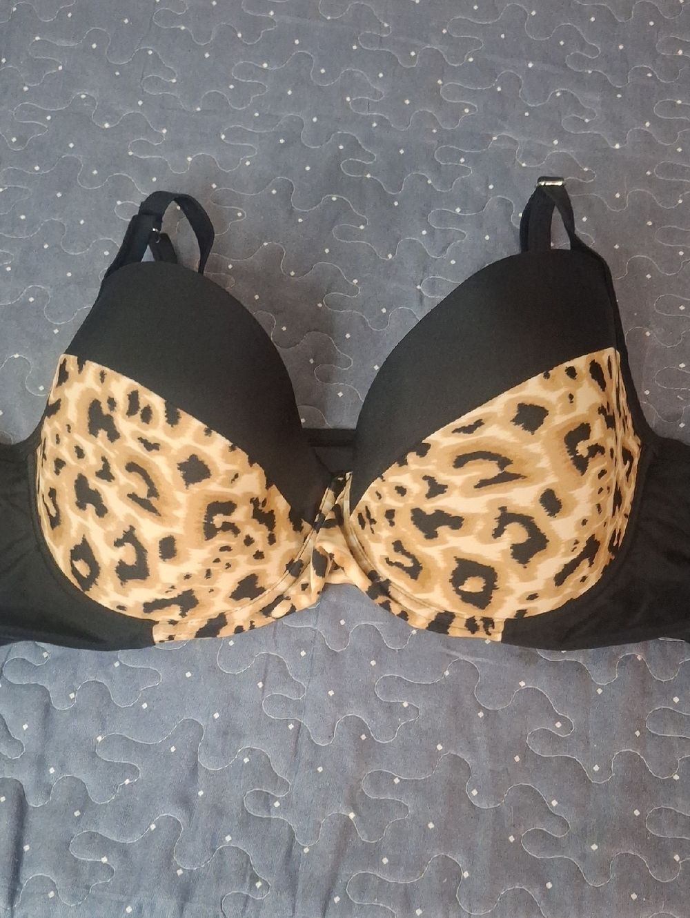 Joe Boxer Black & Leopard Print Women's Swim top size 2X
